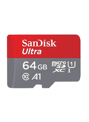 SanDisk 64GB Ultra UHS I MicroSD Memory Card, SDSQUAB-064G-GN6MN, Grey/Red