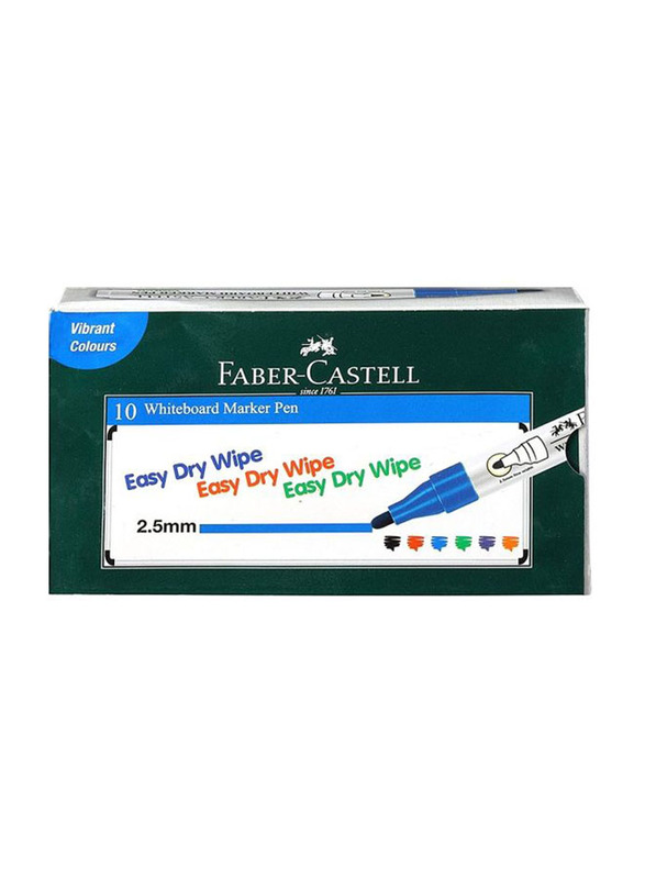 Faber-Castell 10-Piece Whiteboard Marker, Blue