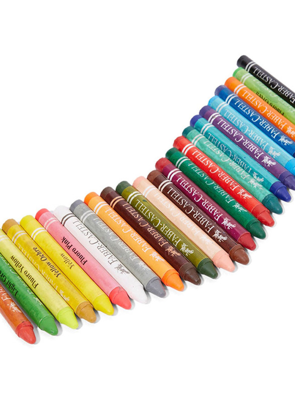 Faber-Castell-Wax Crayons 11*75mm, 24 Pieces, Multicolour