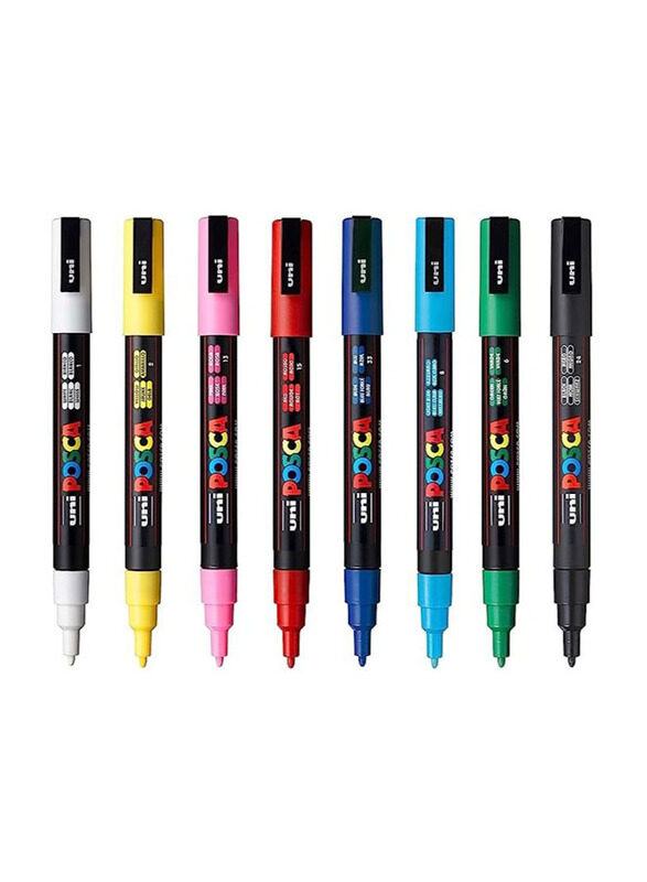 Posca Bullet Shaped Paint Marker Set, 8 Pieces, PC-1MR, Multicolour