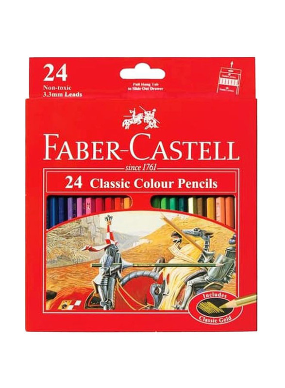Faber-Castell Classic Colour Pencils & Sharpener Set, 24 Pieces, Multicolour