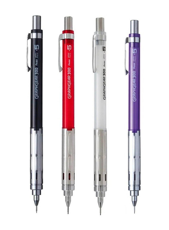 

Pentel 4-Piece Graph Gear 300 Mechanical Pencil, 0.5mm, Multicolour