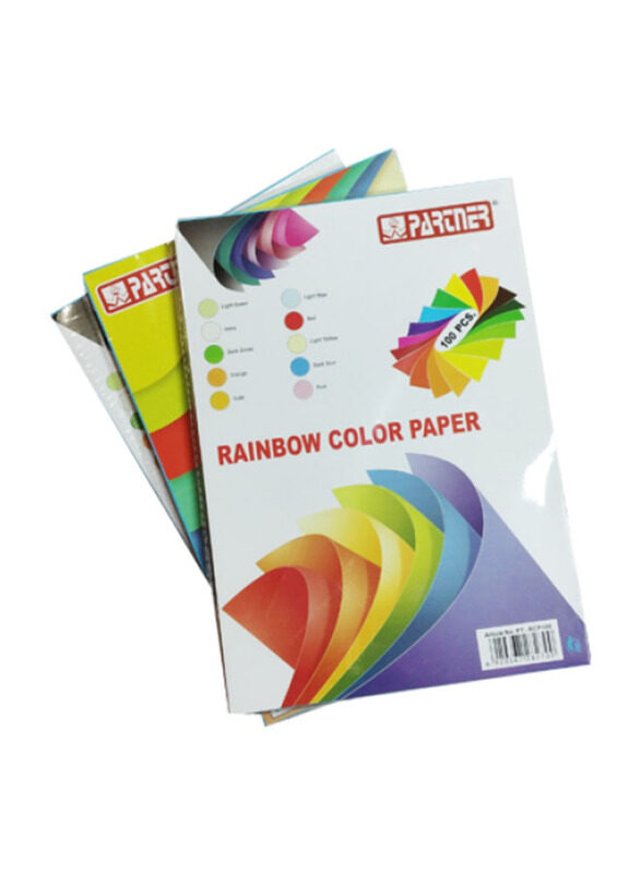 

Partner Rainbow Colour Paper, 100 Sheets, A4 Size, Multicolour