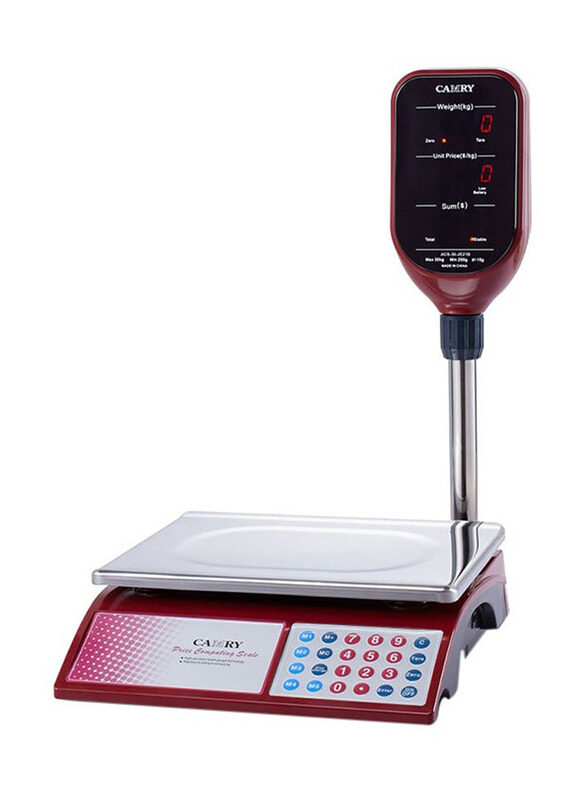 

Camry 30 Kg Capacity Commercial Grocery Scale With Stand Display Unit, Red