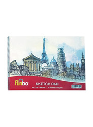 Funbo Sketch Pad With Water Colour Combo, 110 GSM, 20 Sheets, A4 Size, Multicolour