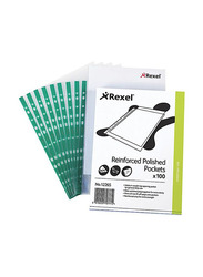 Rexel A4 CKP Pocket Reinforced Sheet, 100 Pieces, Green/Clear