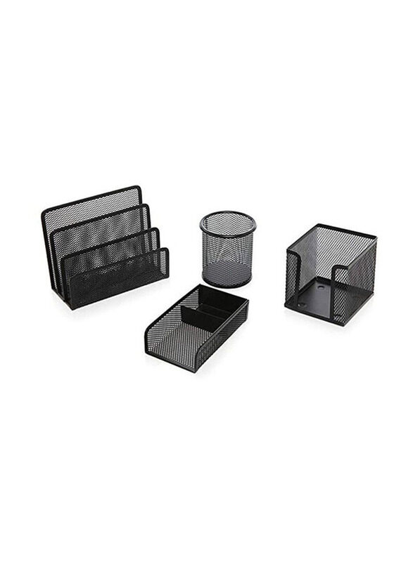 Metal Mesh Office Set, 4 Pieces, Black