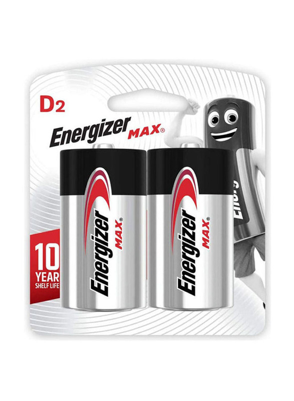 Energizer 1.5V Max D2 Alkaline Battery Set, 2 Pieces, Multicolour