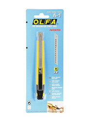 Olfa A-1 9mm Patented Cutter, A-1, Yellow/Silver/Black