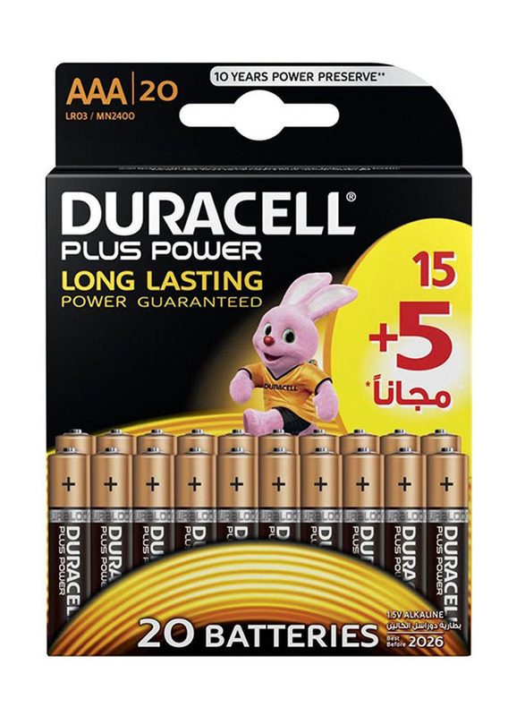 Duracell AAA Alkaline Battery Set, 20 Pieces, Multicolour