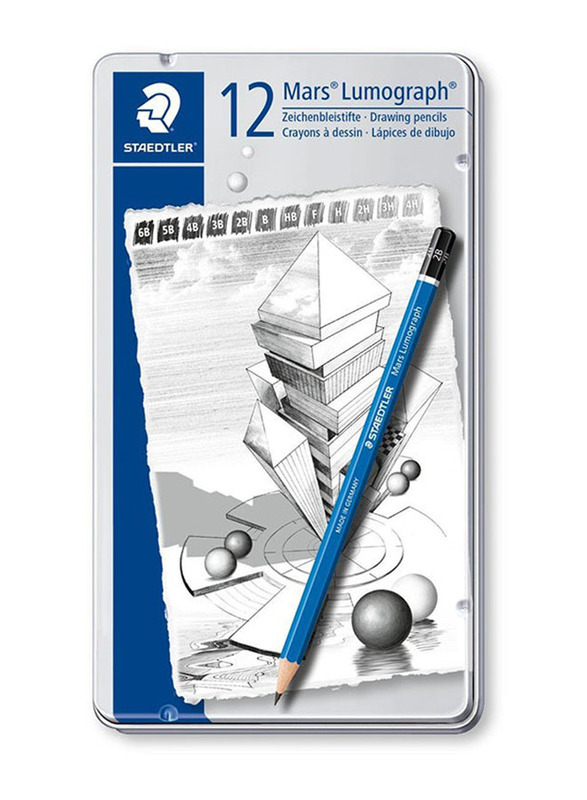 Staedtler 12-Piece Mars Lumograph Pencil, Blue/Black