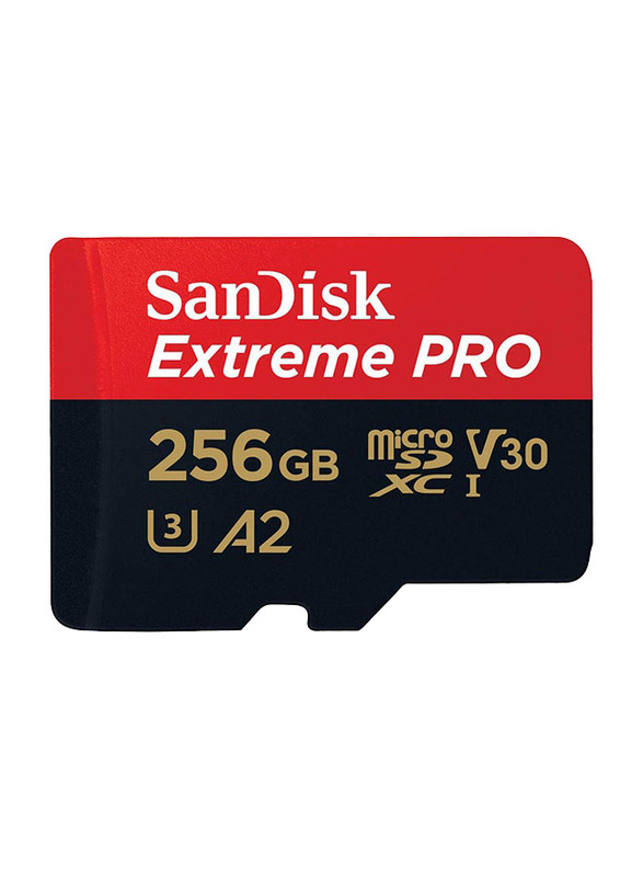 SanDisk 256GB Extreme Pro microSD UHS I Memory Card, SDSQXCD-256G-GN6MA, Red/Black
