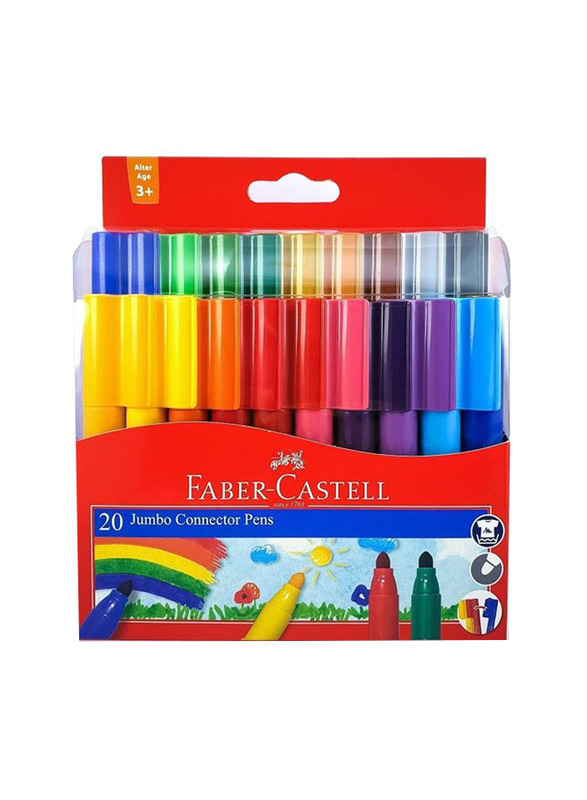 Faber-Castell Jumbo Connector Pens Set, 20 Pieces, Multicolour