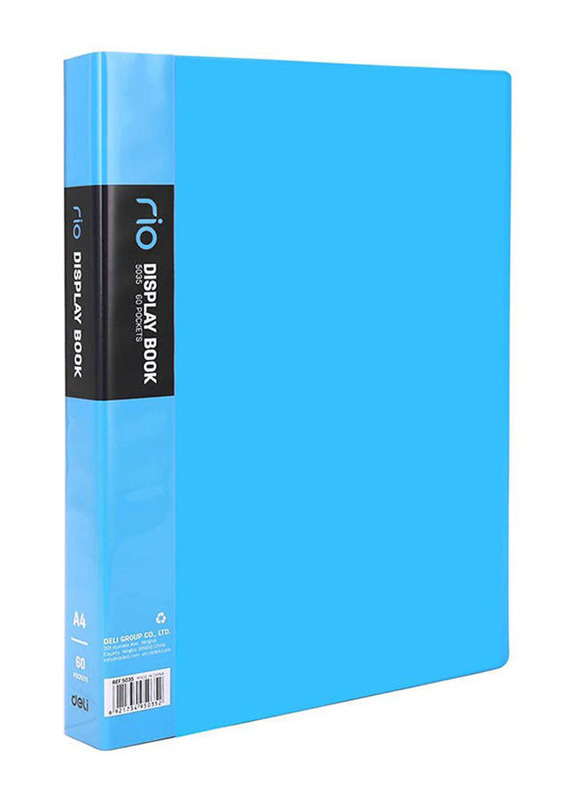 Deli 60-Pocket A4 Size Front Pocket  File Folder, Blue