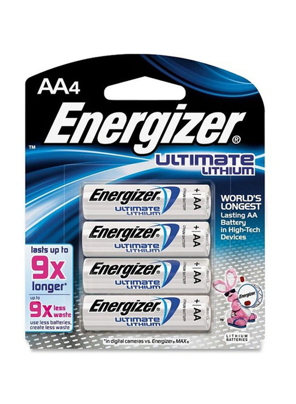Energizer 1.5V Ultimate Lithium AA Battery Set, 4 Pieces, White