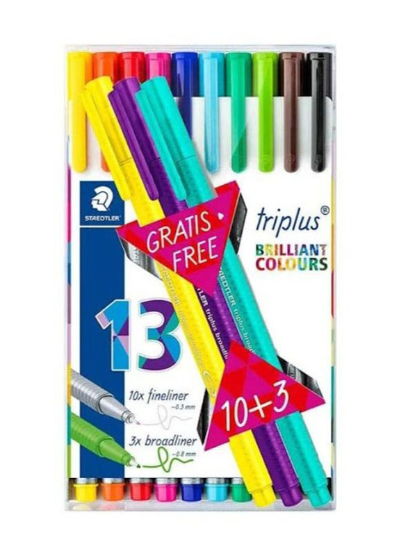 Staedtler 13-Piece Triplus Metal Fineliner Pen Set, Multicolour