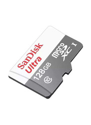 SanDisk 128GB Ultra MicroSDXC Memory Card, SDSQUNR-128G-GN6MN, Grey/White