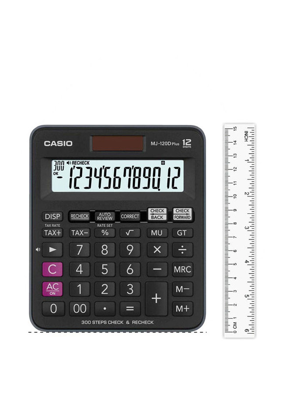 Casio 12-Digit Financial & Business Calculator, MJ-120D Plus-BK, Black