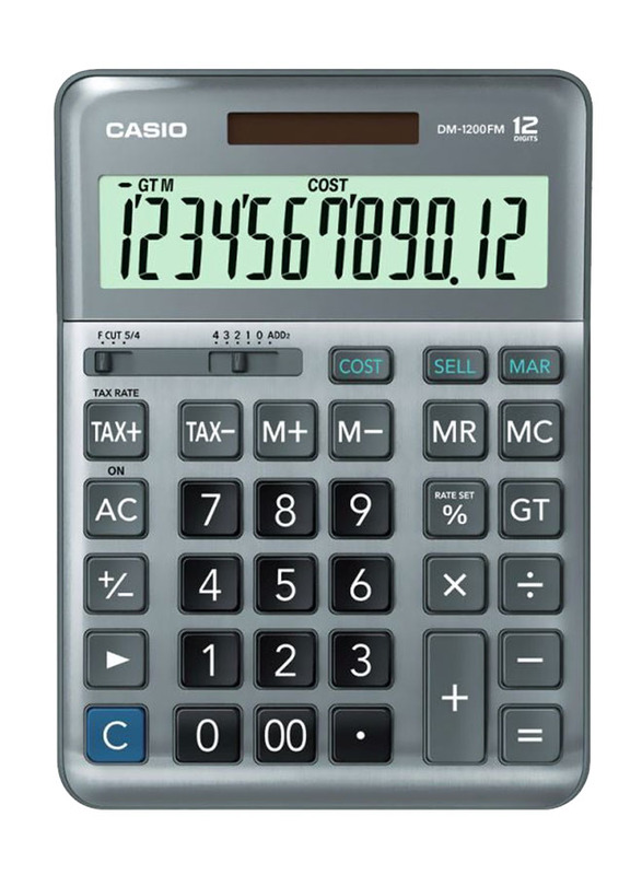 Casio Digital Desktop Basic Calculator, DM-1200FM, Multicolour