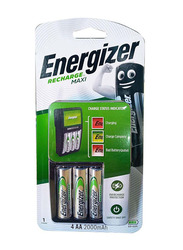 Energizer Recharge Value Charger with AA Maxi Rechargeable Battery Set, 4 Pieces, Silver