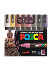 Posca 8-Piece 1.8-2.5mm Medium Tip Line Width Paint Marker Pen New Dark Colours, Multicolour