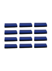 Maxi 12-Piece Magnetic White Board Eraser, Blue/Black