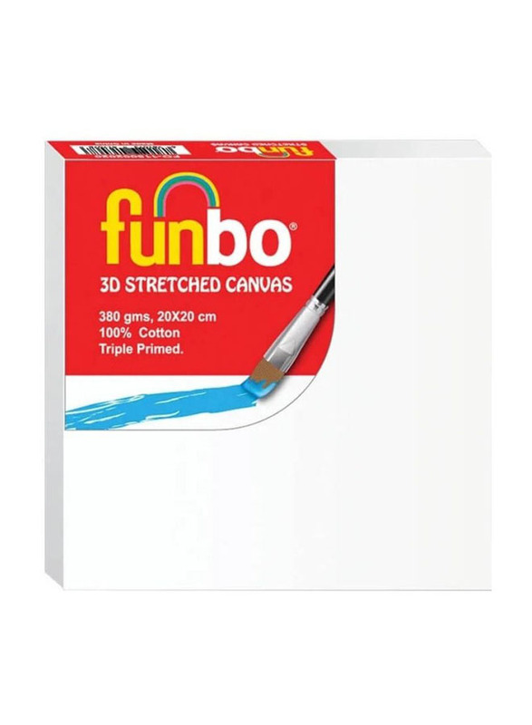Funbo Stretched 3D Canvas Board, 4 Pieces, 20 x 20cm, White