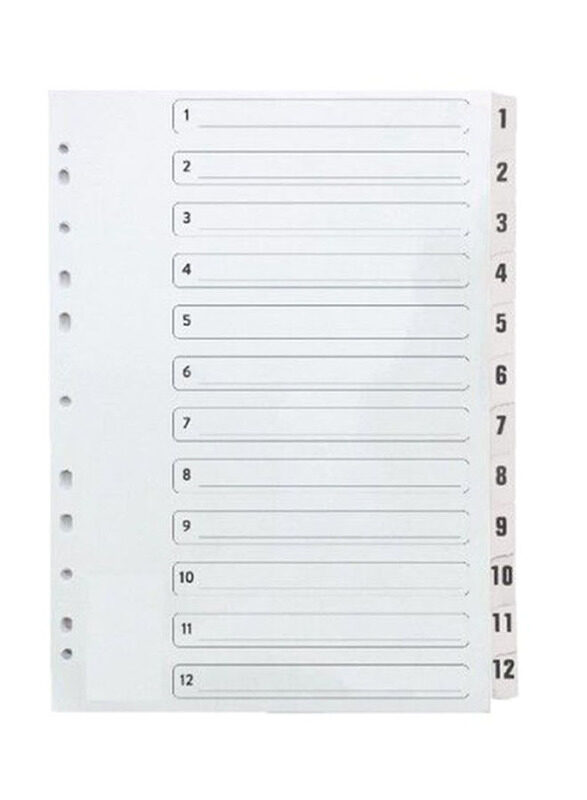 

Deluxe Amt Index Divider With Number, 20 Pieces, BTS4-026, Grey