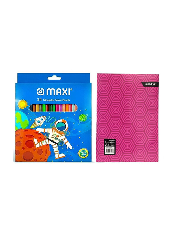 

Maxi Colour Pencils With Sketch Book With Assorted Coloured Sheets, 24 Pieces, Multicolour