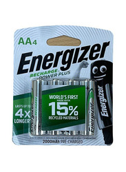 Energizer Power Plus HR6 AA Battery Set, 4 Pieces, Silver/Black/Green