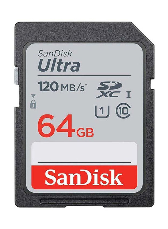 SanDisk 64GB Ultra UHS-I SDXC Memory Card, SDSDUNC-064G-GN6IN, Grey/White