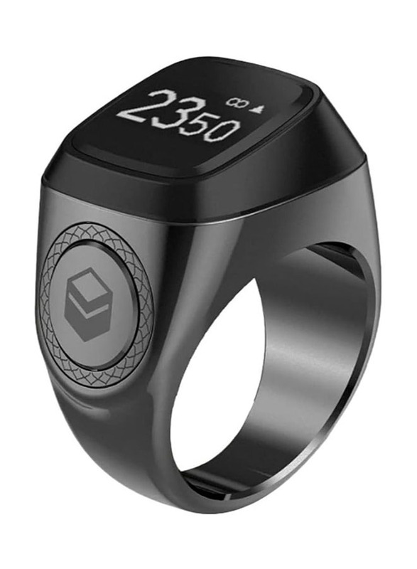 iQibla Tasbih Zikr Aluminium Smart Ring, 18mm, Grey/Black