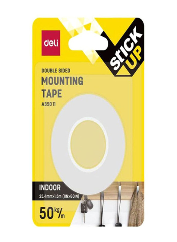 Deli Double Sided Mounting Tape, White