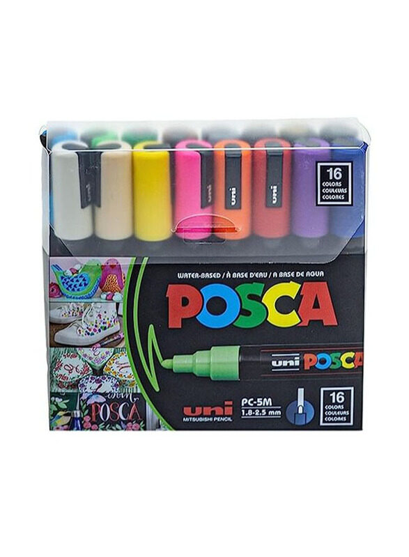 Posca PC-5M Basic Marker, 16 Pieces, Multicolour