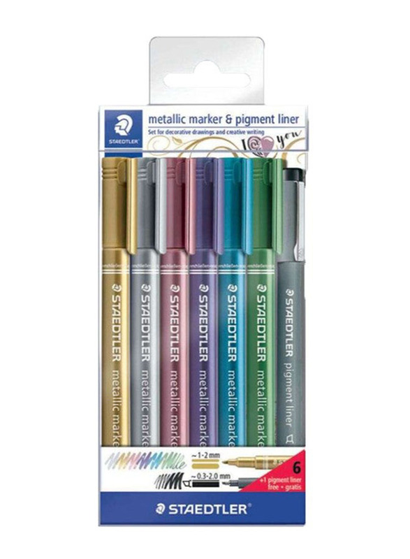 Staedtler 6-Piece Metallic Marker & Pigment Liner Set, Multicolour