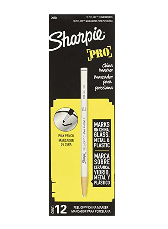 Sharpie 12-Piece Pro Peel-Off China Markers, White