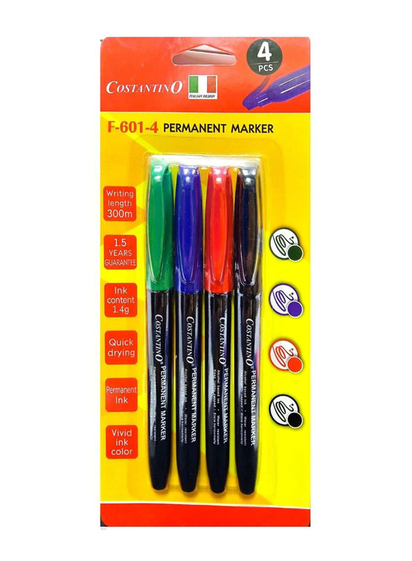 Costantino 4-Piece Permanent Marker, Multicolour