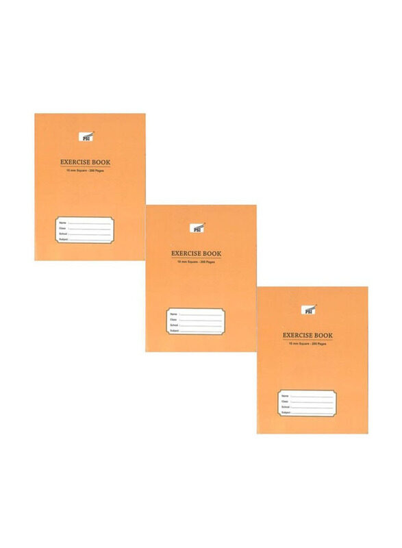 

PSI Square Lined Exercise Note Book, 10mm, 3 x 200 Pages, Yellow