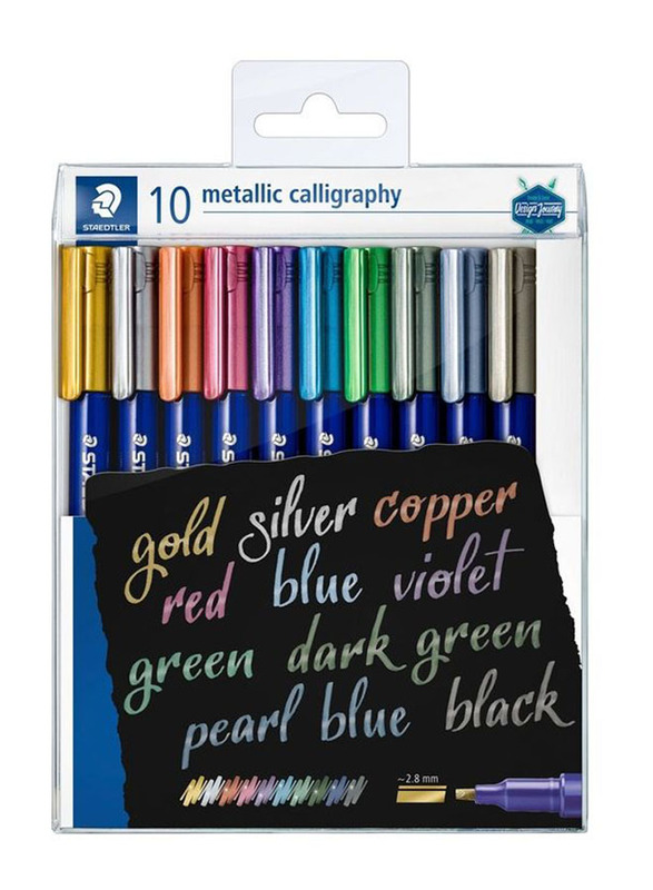 Staedtler 10-Piece Mettalic Calligraphy Pen Set, Multicolour