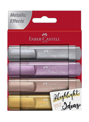 Faber-Castell 4-Piece Metallic Effect Highlighter Pen Set, Multicolour