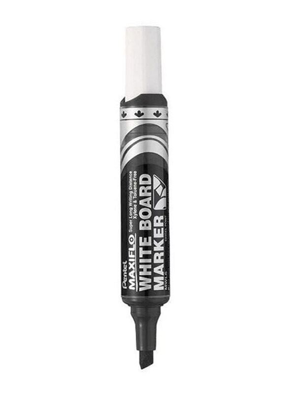 Pentel 12-Piece Chisel Tip Maxiflo White Board Markers, Black