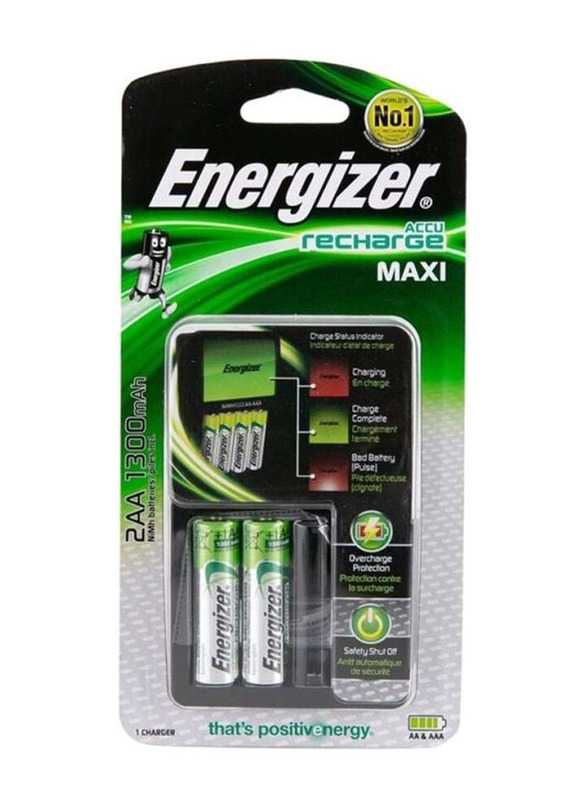 Energizer Maxy Recharge Batteries With Battery Charger Set, 2 Pieces, Multicolour