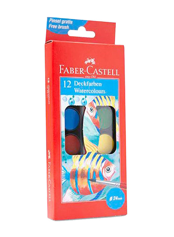 Faber-Castell 12 Water Color with Brush, Multicolour