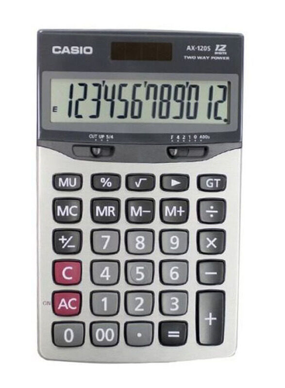 Casio Wide Display Office Basic Calculator, AX-120S, Silver/Black