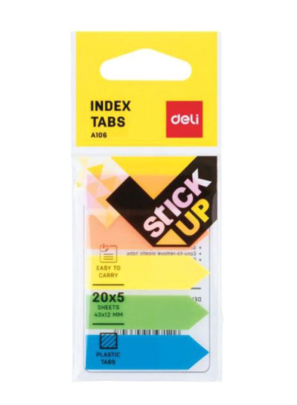 Deli 5 Colour Index Tabs Sticky Note, A106, Multicolour