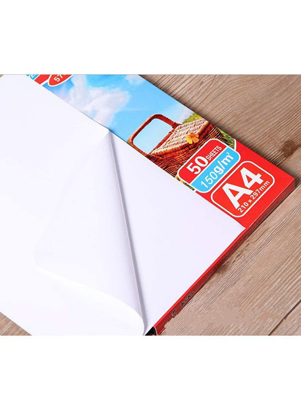 Jojo High Glossy Sticky Photo Graphic Waterproof Paper, 50 Sheets, A4 Size