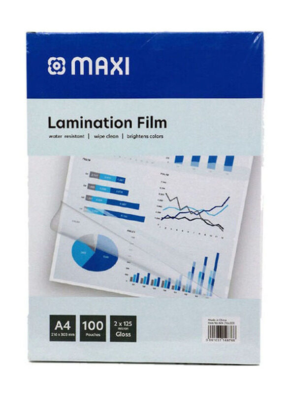 

Maxi 100-Piece A4 Laminating Pouch Film Set, MX-216X303, Clear