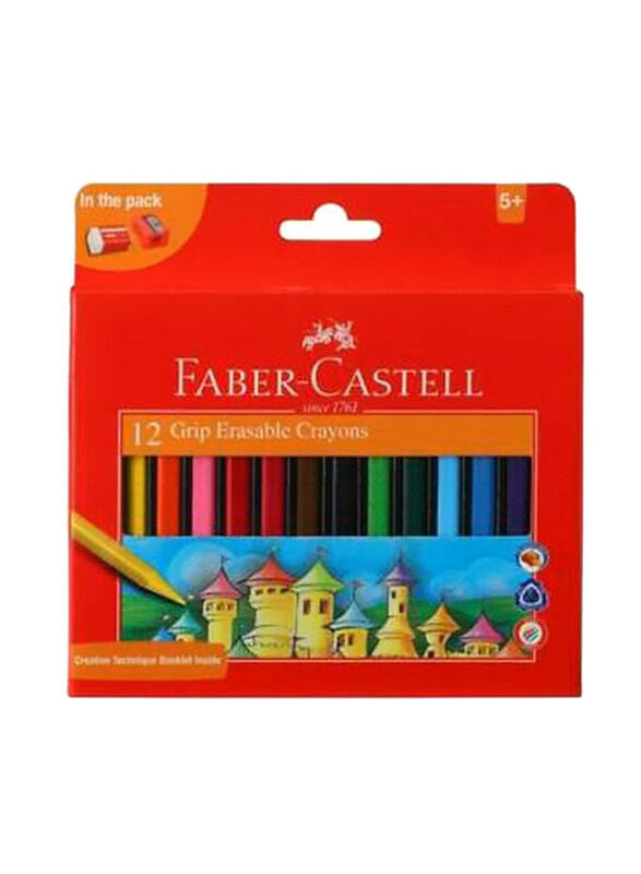 

Faber-Castell Grip Erasable Crayon, 12 Pieces, Red/Green/Blue