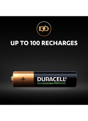 Duracell Long Lasting Rechargeable AAA Battery Set, 4 Pieces, Black/Gold