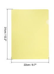 A4 Plastic File L-Type Folders Project Pockets Clear Paper Document Jacket Sleeve for Office, 12 Pieces, Yellow